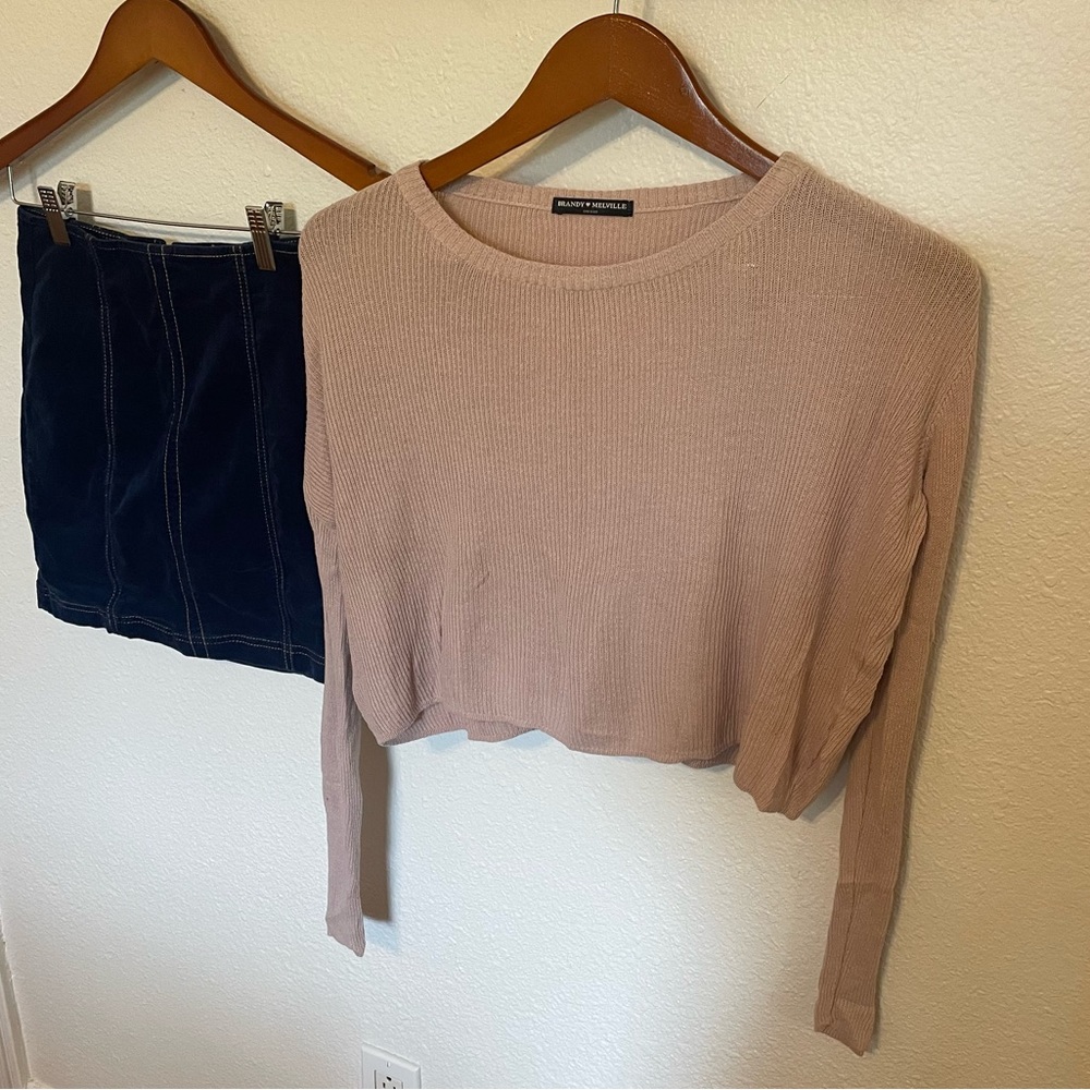 PacSun Panel Denim Mini Skirt and Brandy Melville Sweater